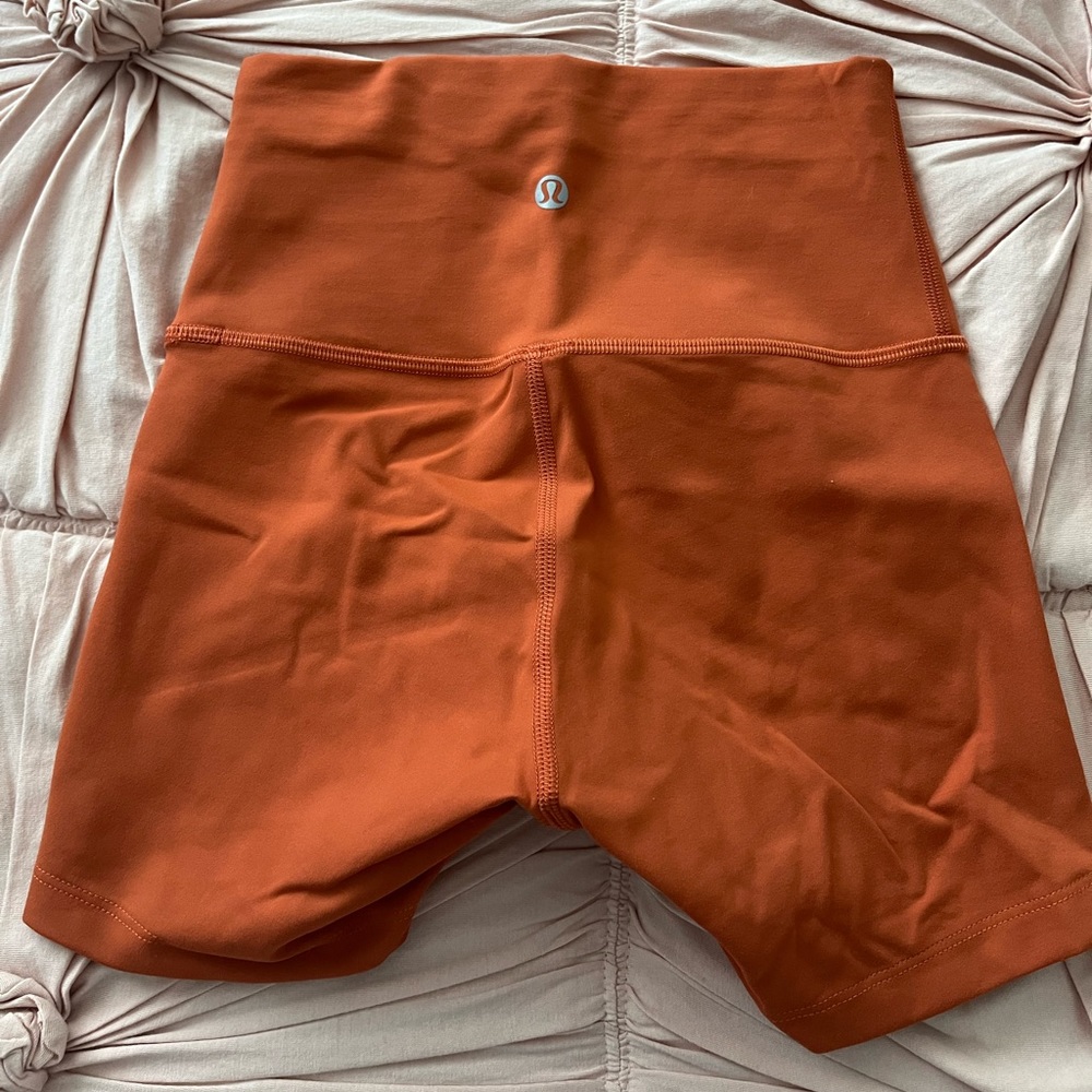 wunder train biker shorts 4 inch orange size 2 lululemon